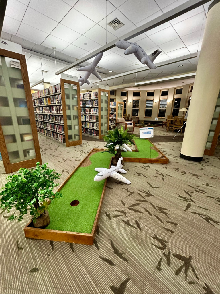 library mini golf course indoors