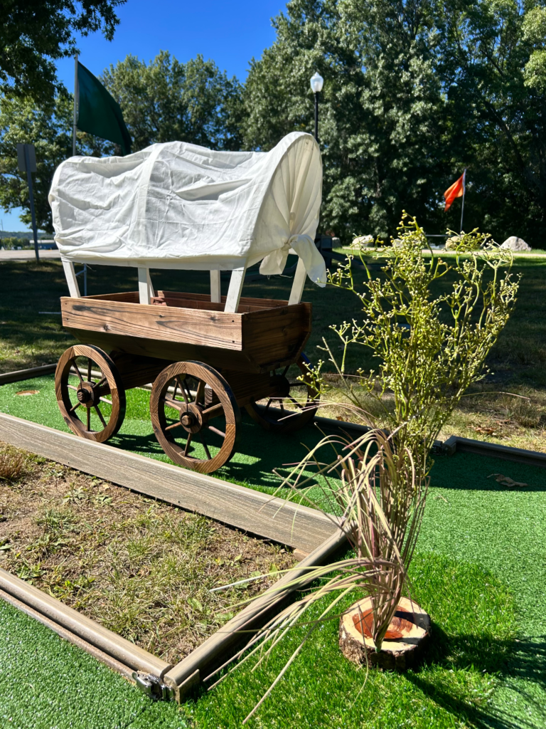 covered wagon mini golf obstacle