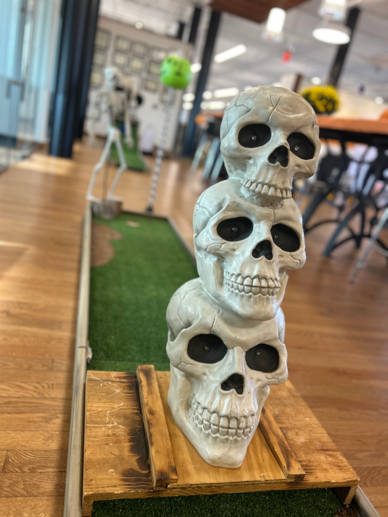 halloween themed mini golf inside office