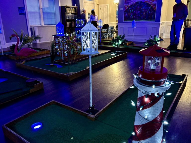 Portable GLOW Golf indoors